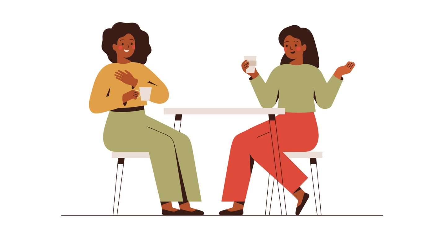 Two women at the table graphic