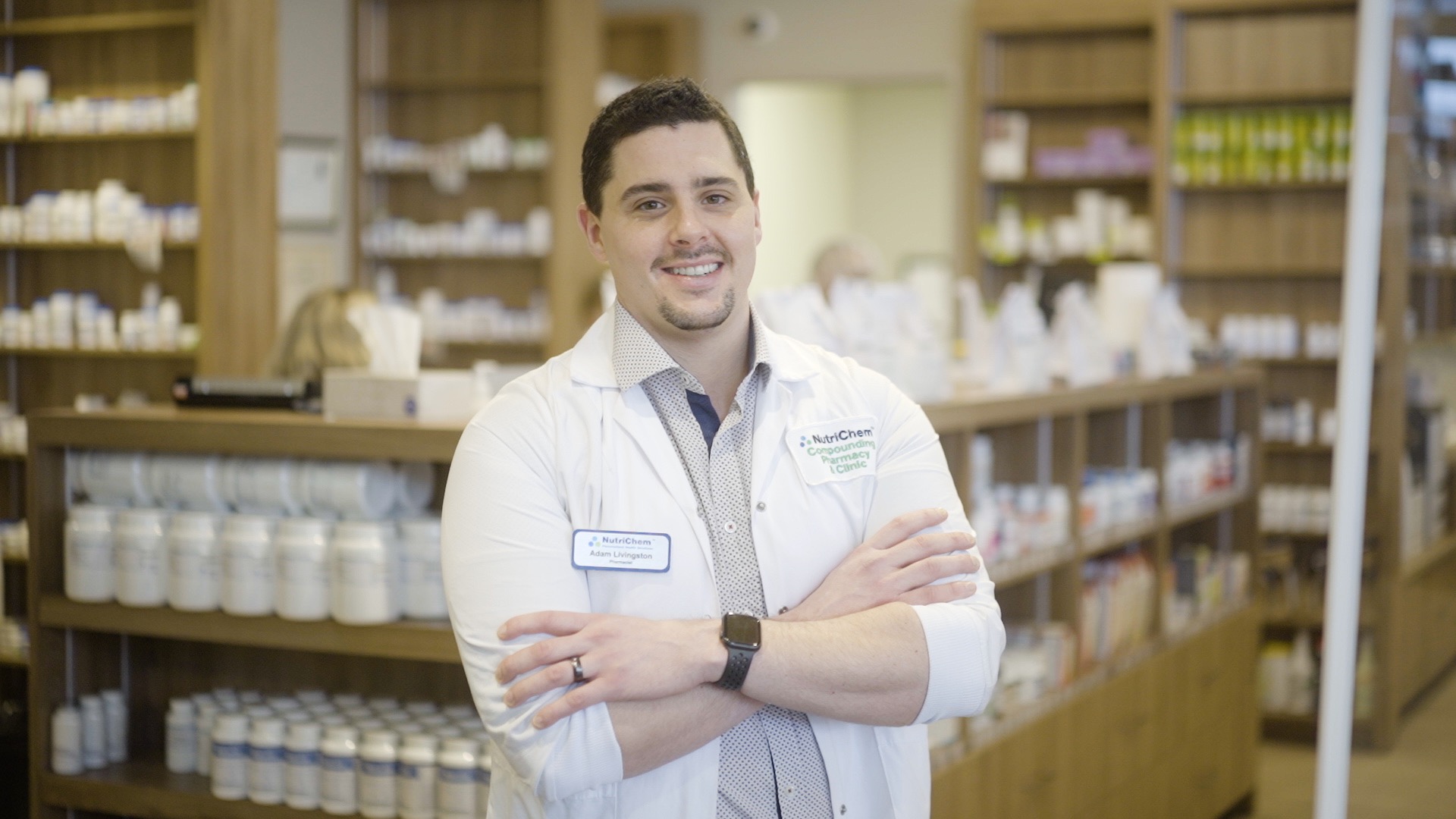 Dr. Adam Livingston in the pharmacy