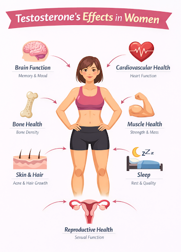 testosterone's affects on women diagram