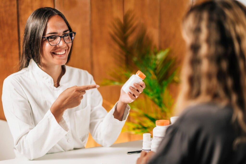 Patient speaking with naturopathic doctor